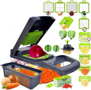 Multifunzionale Tritatrice per Verdure 22 in 1 - Contenitore 1.2L - Scolapasta - 12 Lame Interchangeabili - Tritacarote - Lame in Acciaio Inossidabile Duraturo - Elettrodomestico per la Cucina