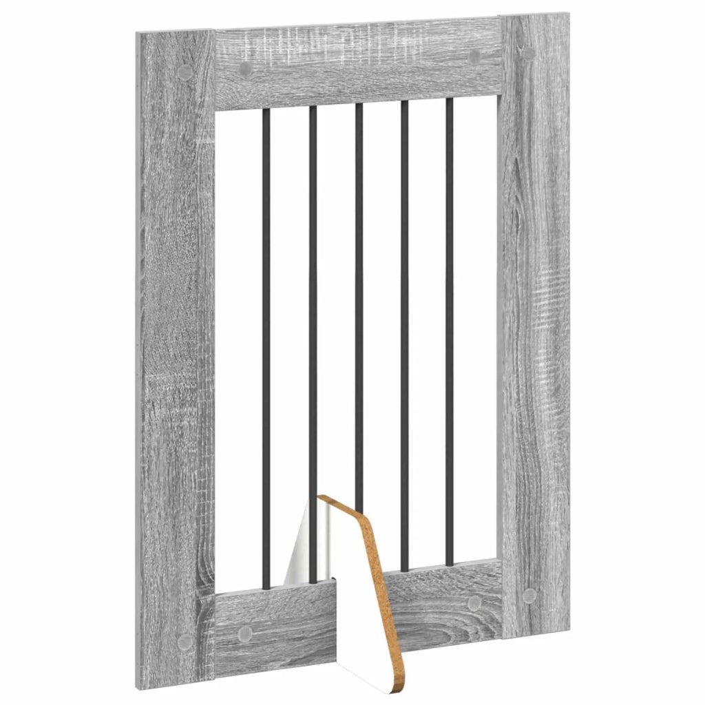 Cancello per cani con supporti 2 pz Grigio Sonoma 60 x 80 cm CFW2579777