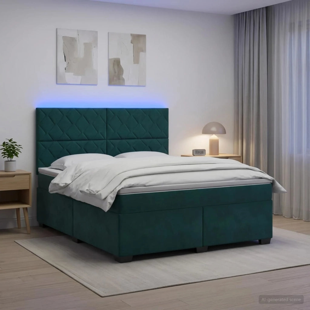 Letto box spring con materasso Verde Scuro 140 x 190 cm Velluto 3455111
