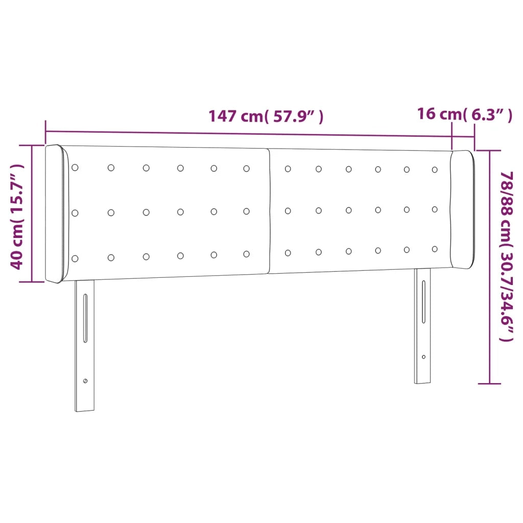 Testiera a LED-Testata con LED Grigio Scuro 147x16x78/88 cm in Velluto 708180