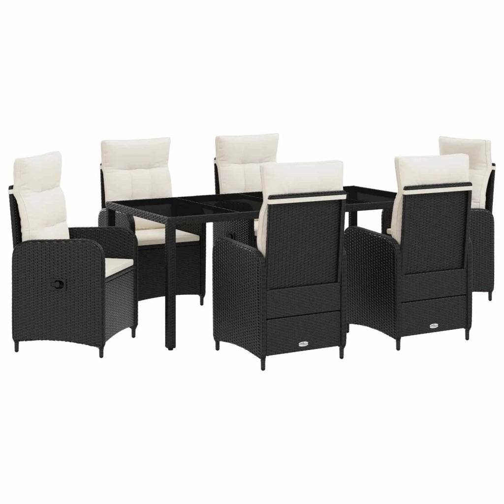 Set da pranzo per esterni 7 pz Nero e Bianco Crema polyrattan 3422306