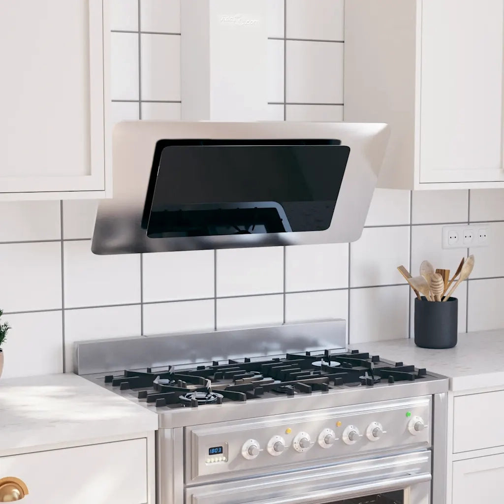 Cappa a Parete 90 cm in Acciaio Inox e Vetro Temperato Argento CFW8785965
