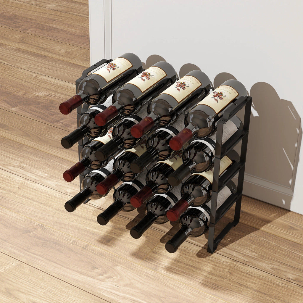 Scaffale per Vino ¨C Zephmum ¨C Nero, Metallo, 4 Livelli