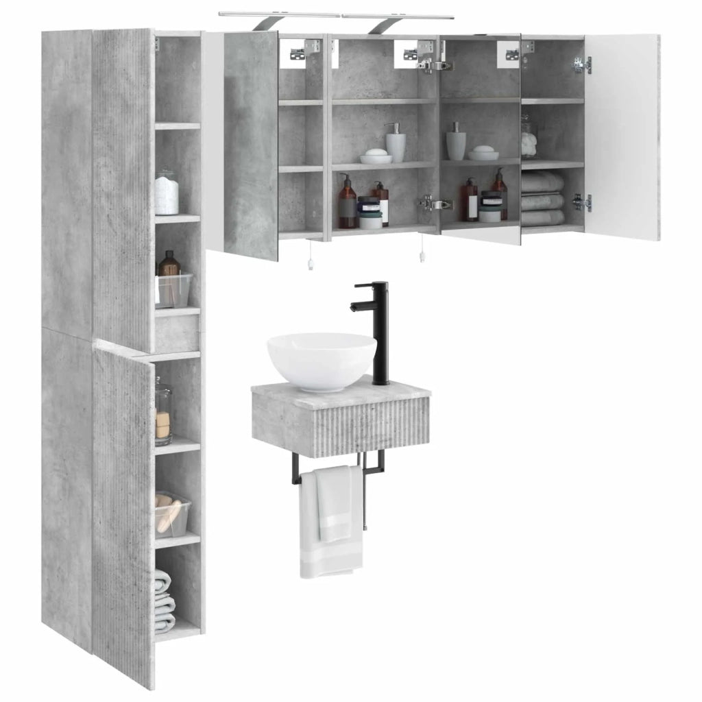 Set di mobili per il bagno 5 pz Grigio Cemento 3407242