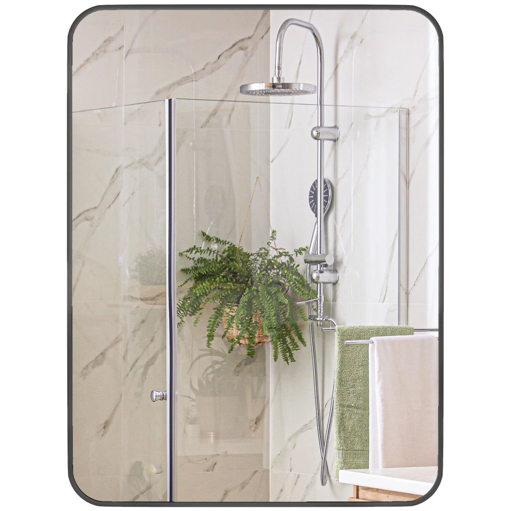 Specchio da Bagno con Cornice Metallo ¨C Minimal ¨C Nero 60x80 cm