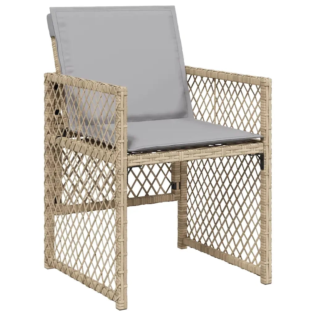 Set da Pranzo da Giardino 7 pz con Cuscini Beige in Polyrattan 3210732