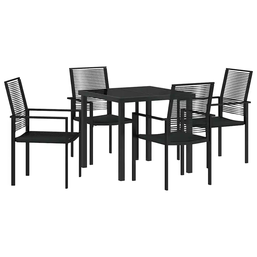 Set da Pranzo per Giardino 5 pcs Nero