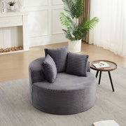 Poltrona a sacco, poltrona con braccioli, diametro 110 cm, velluto a coste, 3 cuscini, grigio (non richiede assemblaggio)