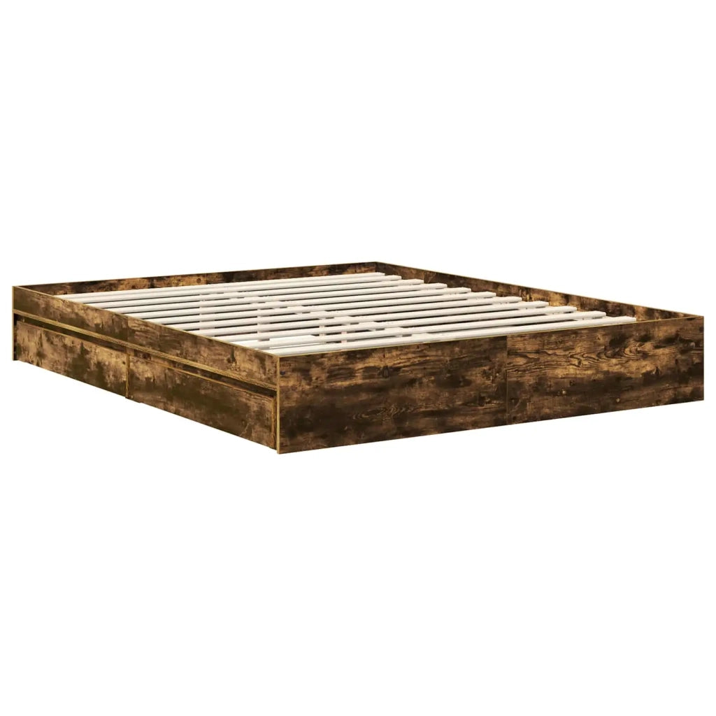 Letto con Contenitore con testiera Rovere fumé 160 x 200 cm 3409535