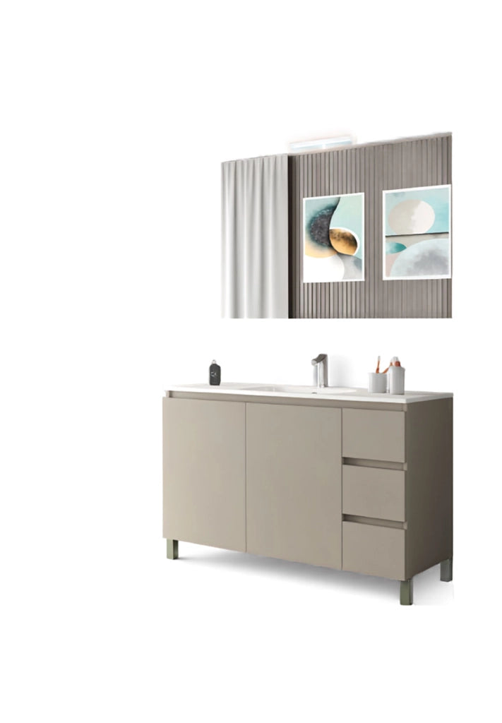 Mobile da Bagno a Terra con Lavabo 100 cm e Specchio Bali Light 2+3 Tortora