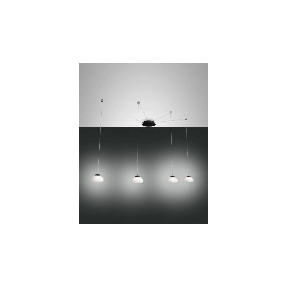 Lampadario a sospensione Arabella a Led in metallo e vetro soffiato bianco 3547-49-102 Fabas Luce