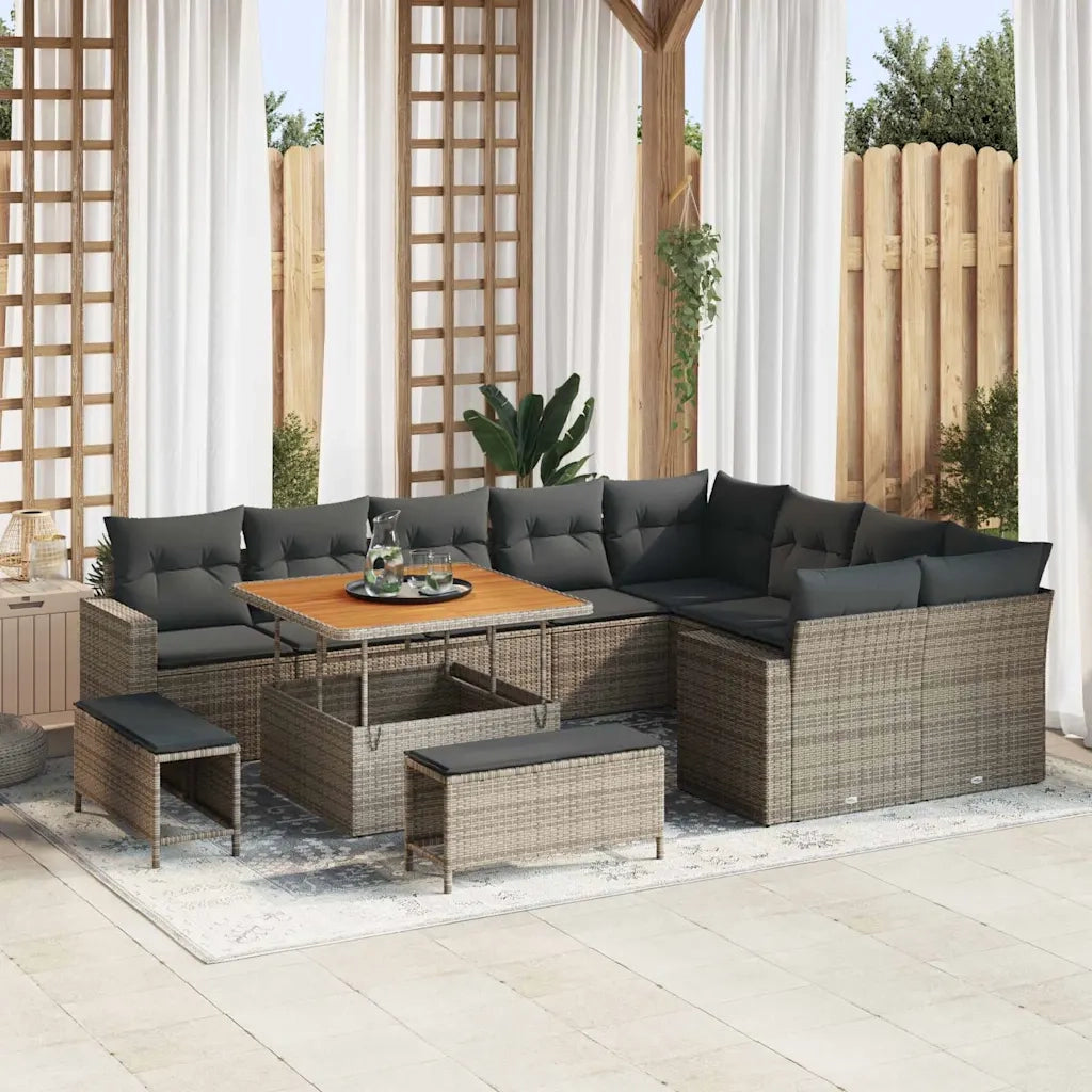 Set Divano da Giardino 12 pcs Grigio polyrattan 3361648
