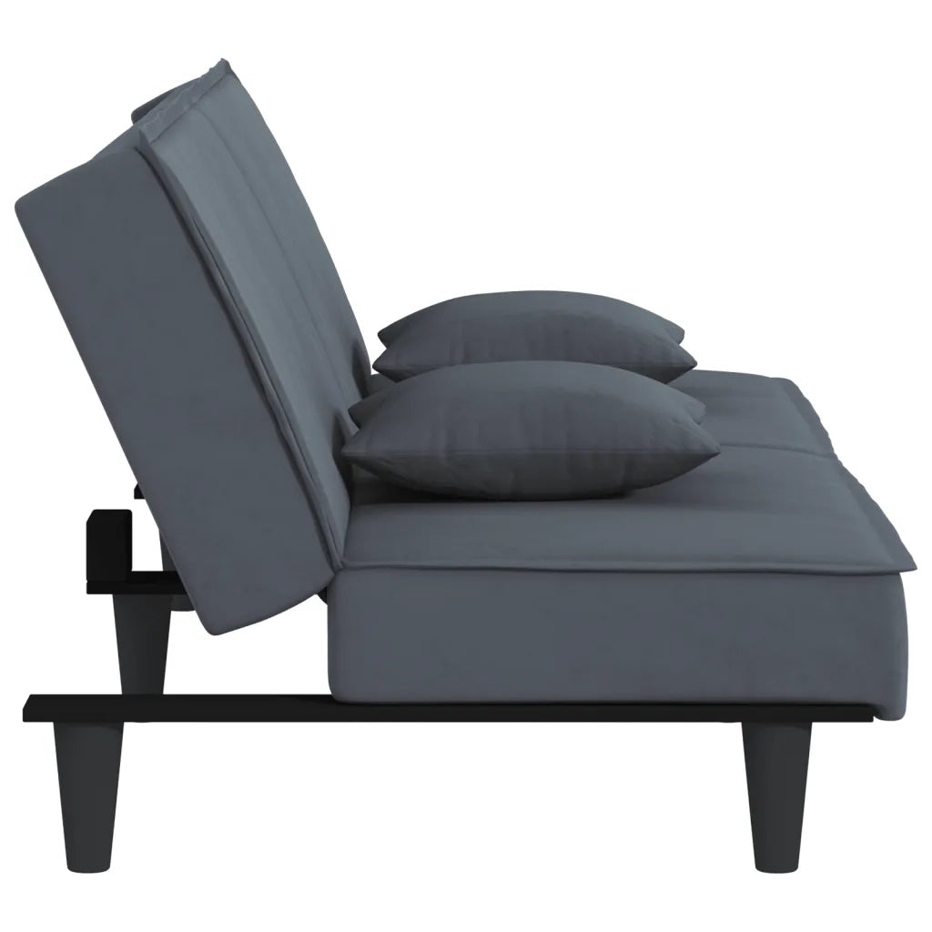 Divano Letto Grigio Scuro in Velluto 351908