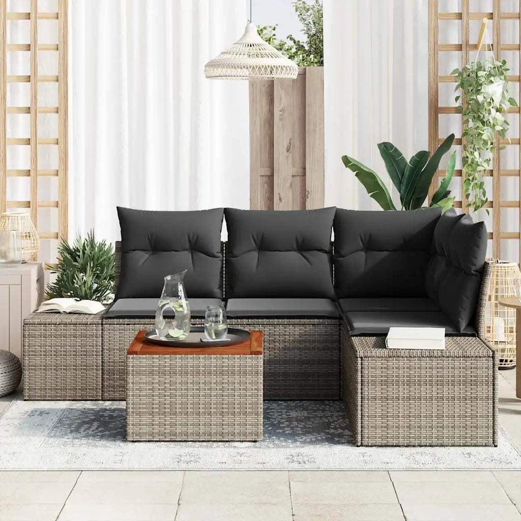 Set Divano da Giardino 5 pcs Grigio polyrattan 3356620