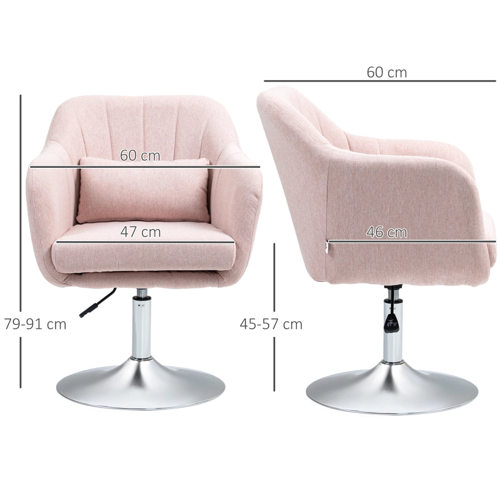 Poltrona girevole con poggiapiedi e cuscino lombare ¨C Minimal ¨C struttura in metallo, colore rosa