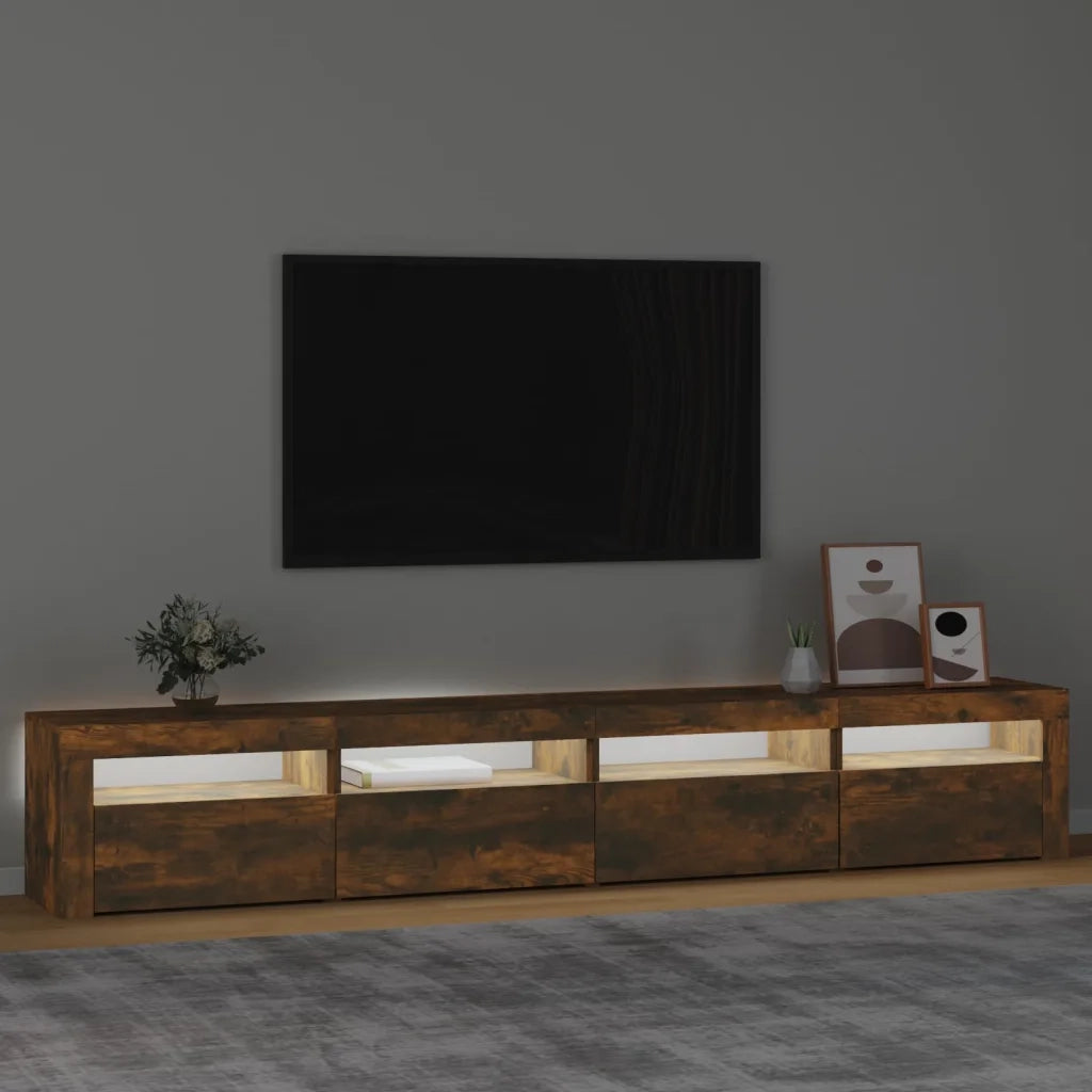 Mobile TV | Armadietto TV | Mobile Porta TV con Luci LED Rovere Fumo 240x35x40 cm