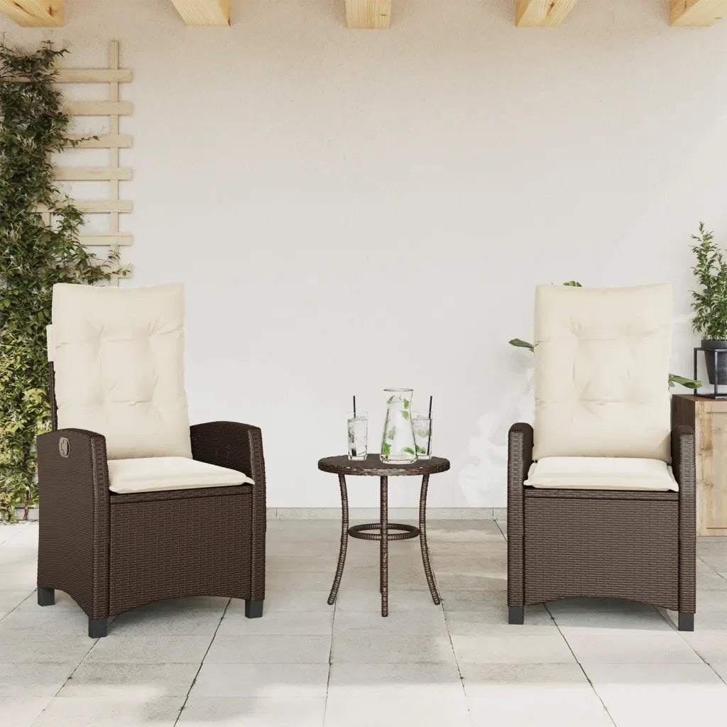 Set Bistrò 3 pz con Cuscini Marrone in Polyrattan 365226