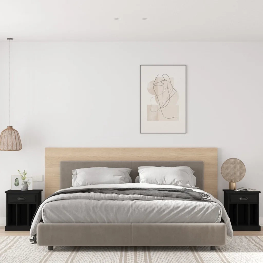 Set di 2 Comodini | Armadio da Notte | Mobiletto da notte Neri 43x36x50 cm
