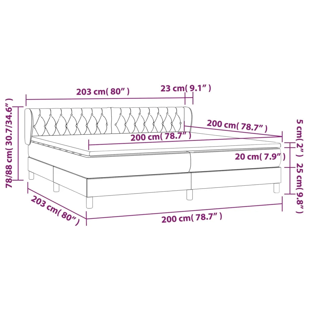 Giroletto a Molle con Materasso Blu 200x200 cm in Tessuto