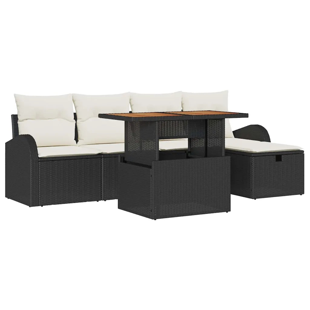 Set Divano da Giardino 6 pcs Nero polyrattan 3361292