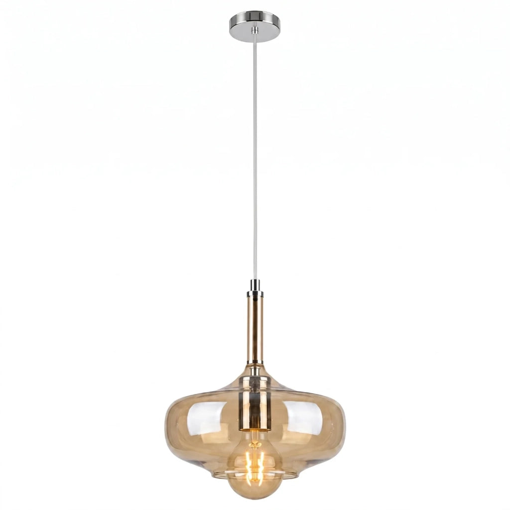 Sospensione Imbuto 1 Luce Ambra E Cromo Luceart Design