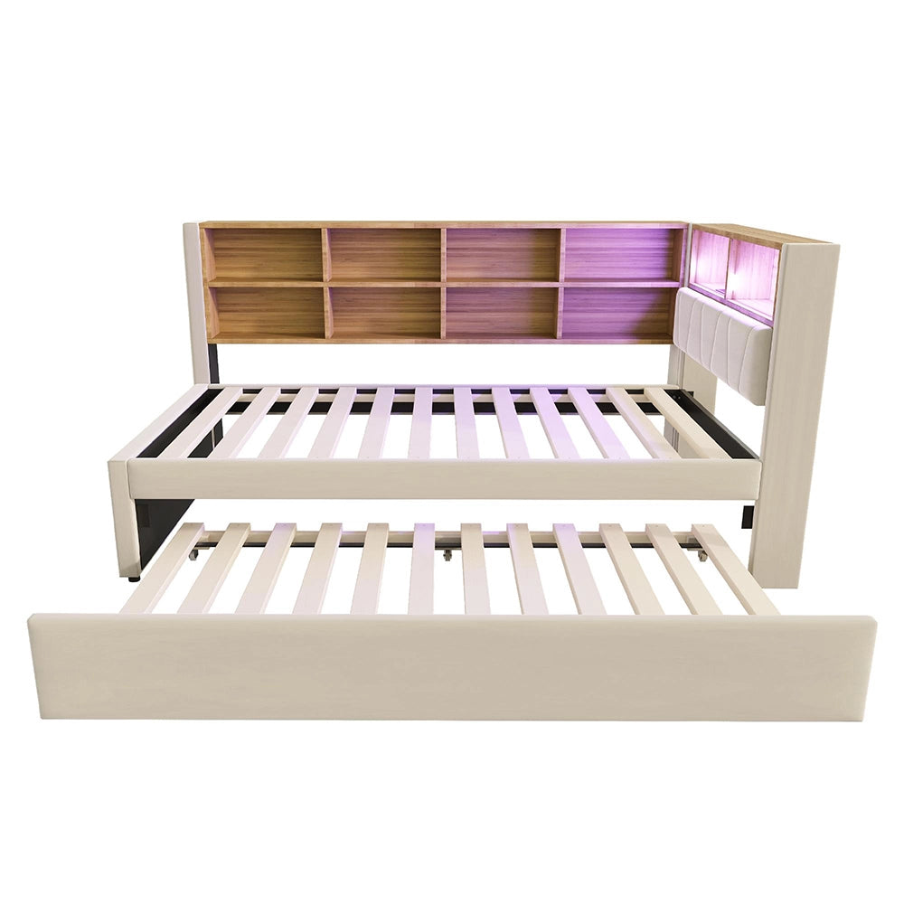Divano letto - Xylo - 90x200 cm letto nascosto USB beige