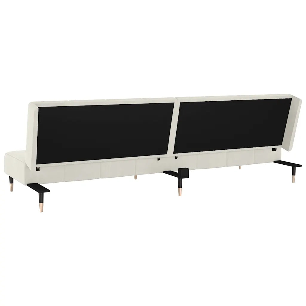 Divano Letto a 2 Posti-Sofa Letto 2 Posti-Daybed Crema in Velluto 219526