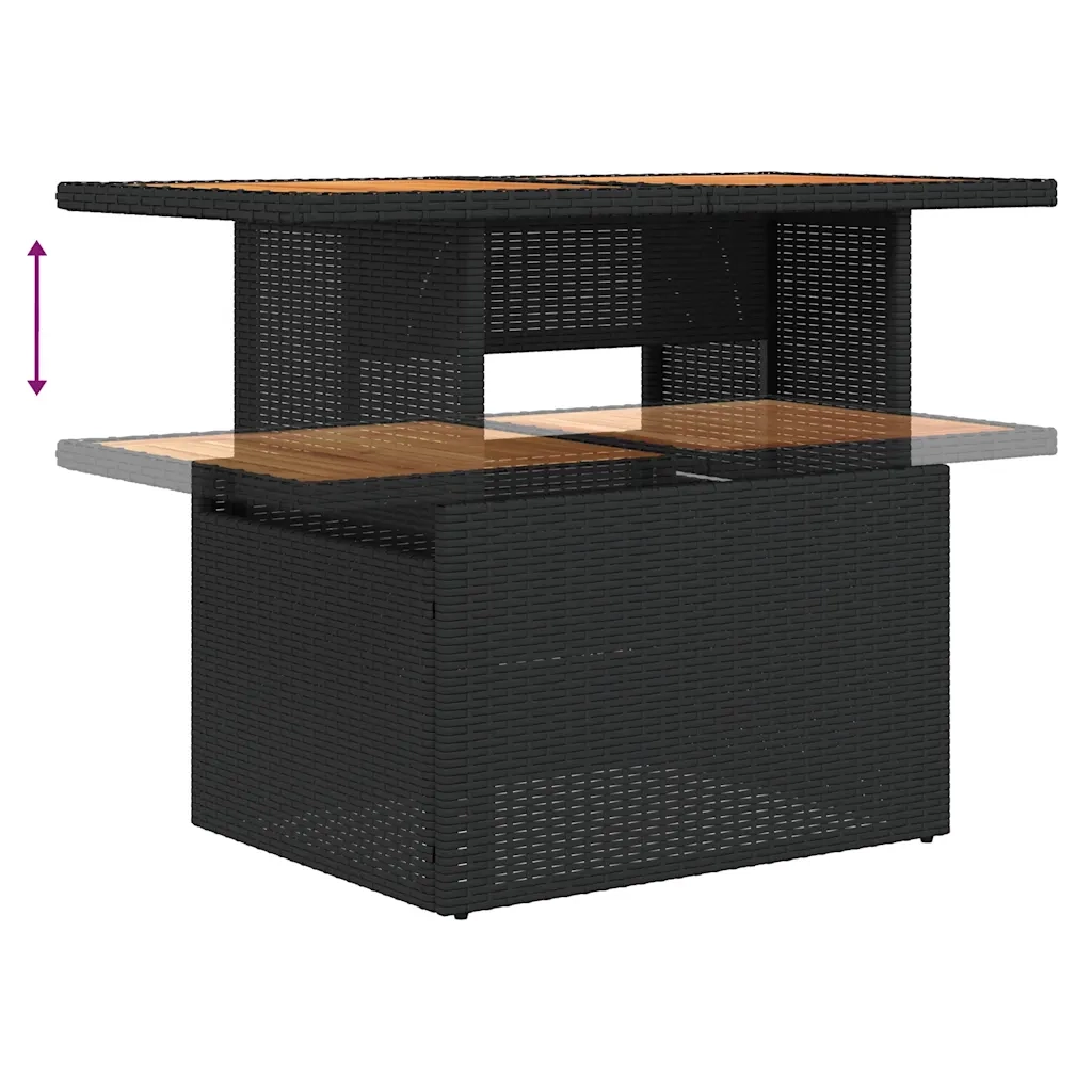 Set Divani da Giardino con Cuscini 8 pz Nero Polyrattan Acacia 3327570