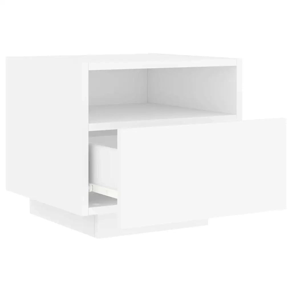 Set di 2 Comodini | Armadio da Notte | Mobiletto da notte con Luci LED Bianchi 40x39x37 cm