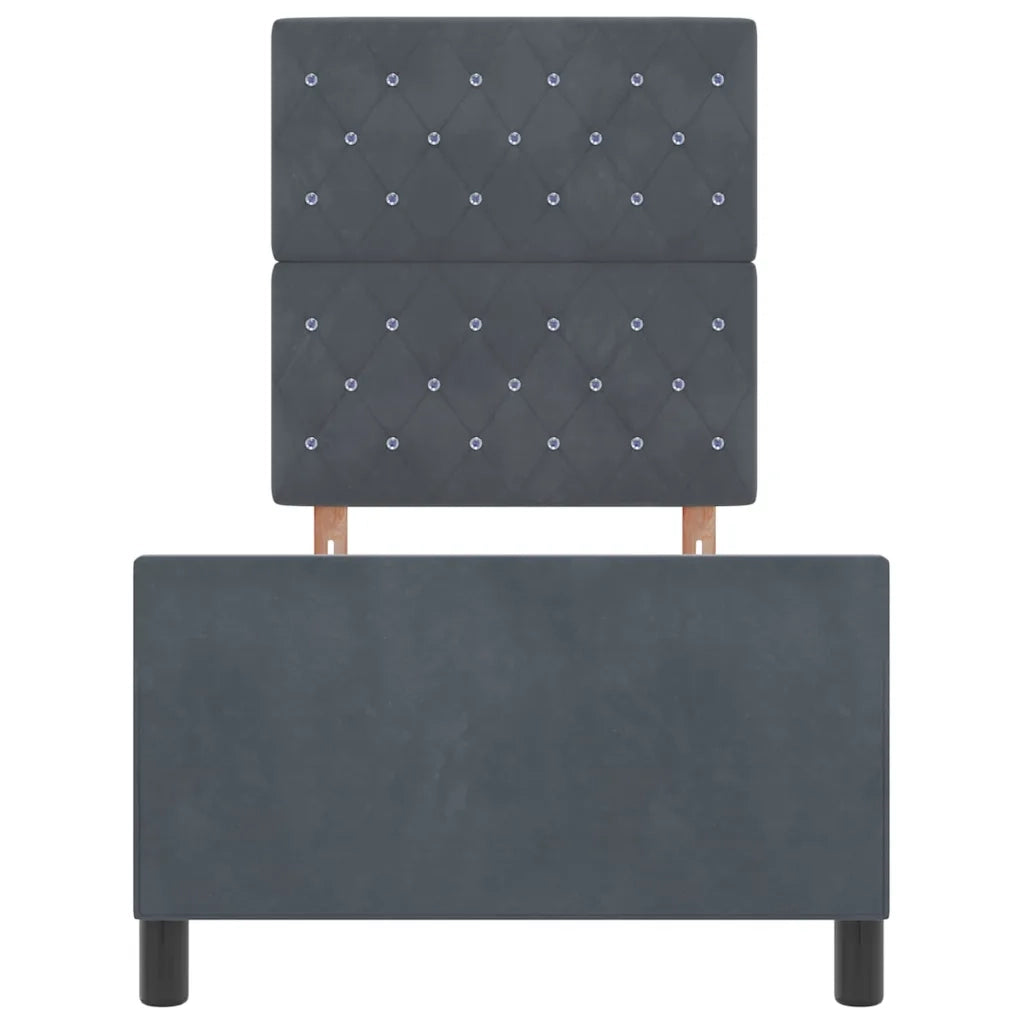 Letto a molle con testiera Grigio scuro 80 x 200 cm Velluto
