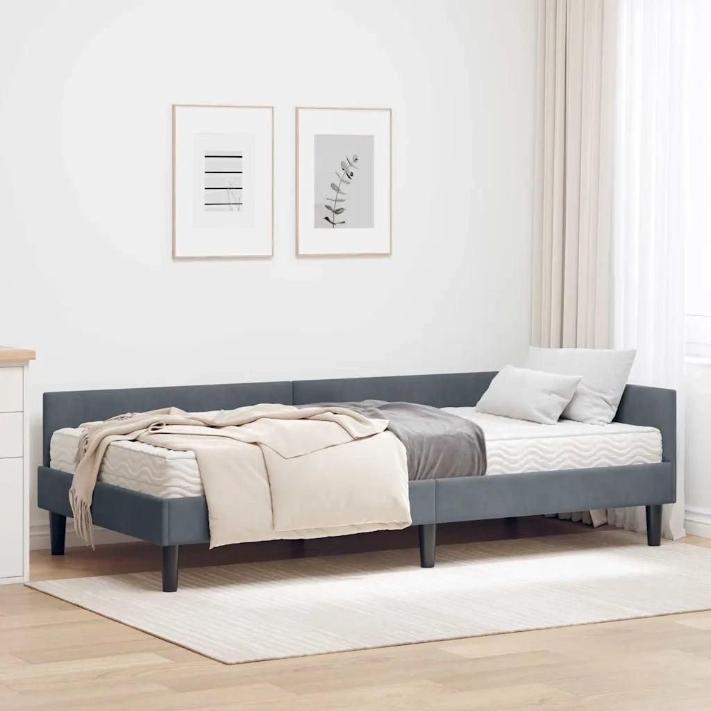 Struttura Letto Angolare con Materasso 2 pcs Grigio Velluto