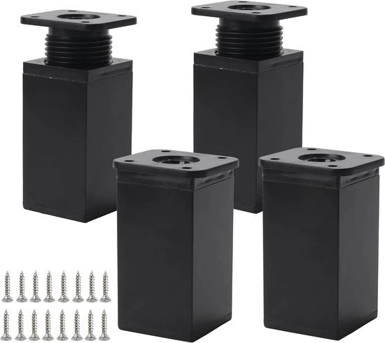 Piedini per mobili regolabili 40x80 mm - Nero, 8 cm, 4 pezzi