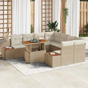 Set da Pranzo per Giardino con cuscino 9 pcs Beige e Crema