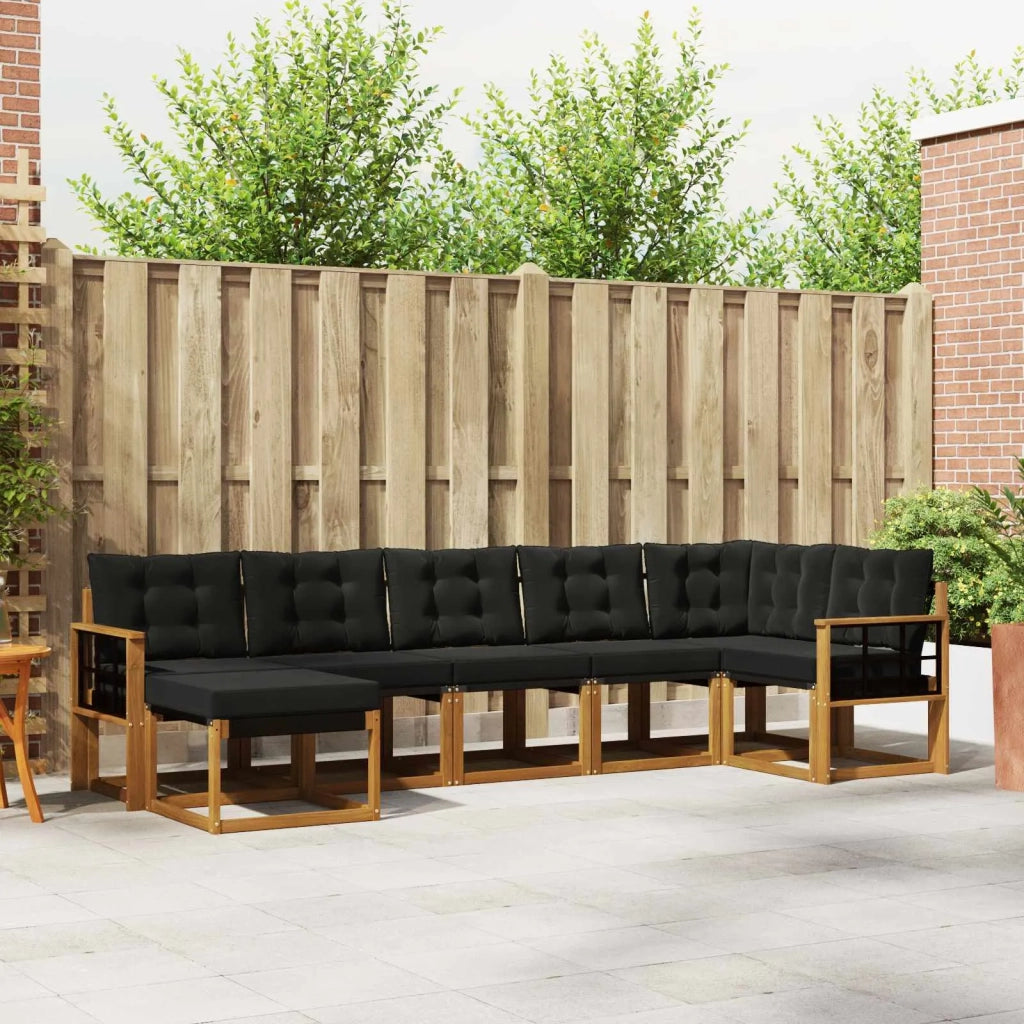 Set di divani da esterno con cuscino 7 pcs Naturale e Nero 3368887