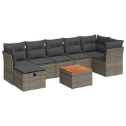 Set Divano da Giardino 8 pz con Cuscini Grigio in Polyrattan