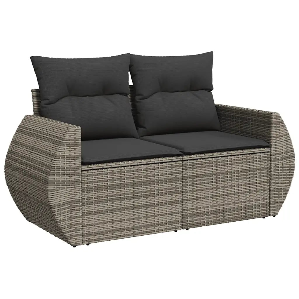 Set Divano da Giardino 9 pz con Cuscini Grigio in Polyrattan 3326691