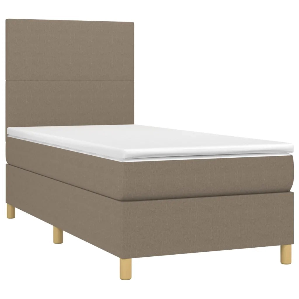 Letto a Molle con Materasso e LED Tortora 80x200 cm in Tessuto