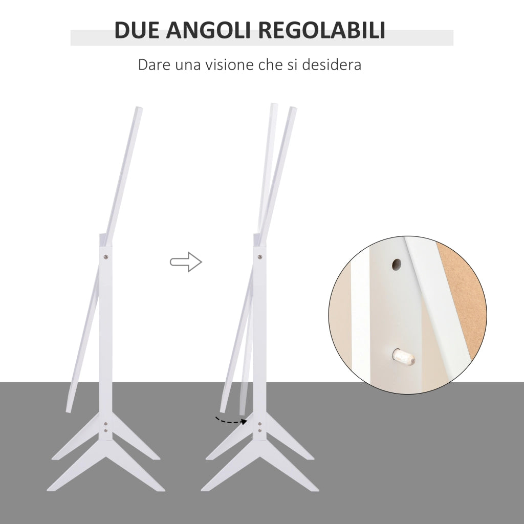 Specchio da Terra con Supporto Regolabile ¨C Xylo ¨C Legno Bianco 47x46x148 cm