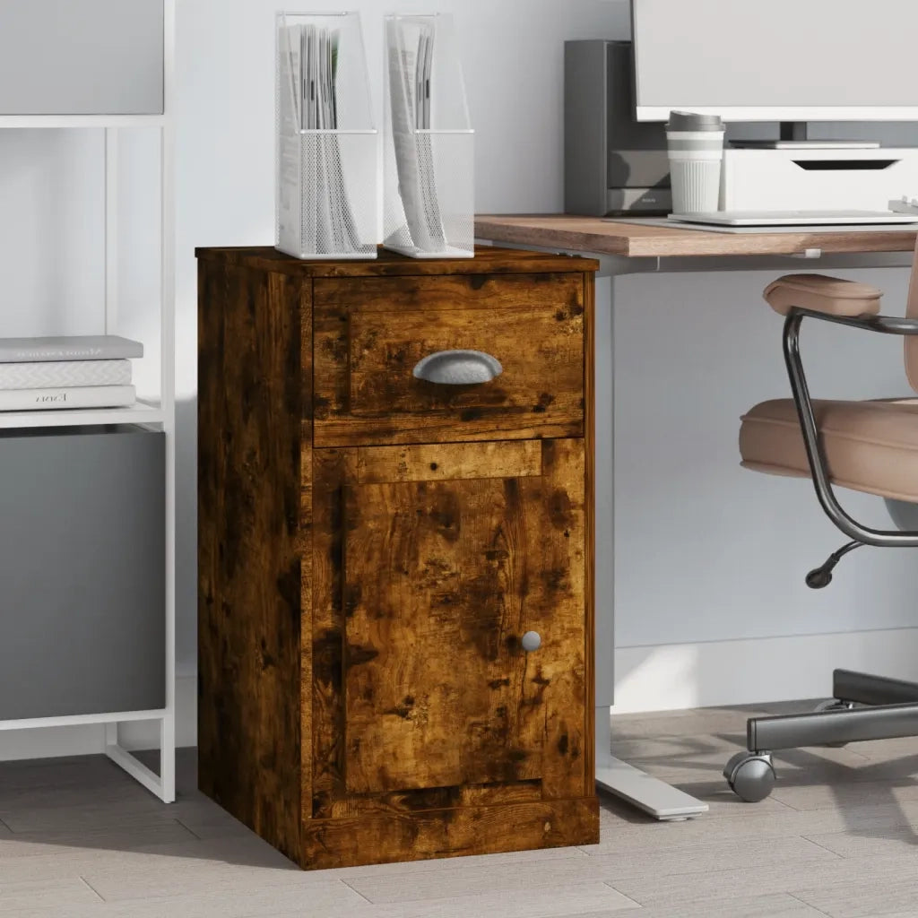 Mobiletto con Cassetto Rovere Fumo 40x50x75cm Legno Multistrato 816485