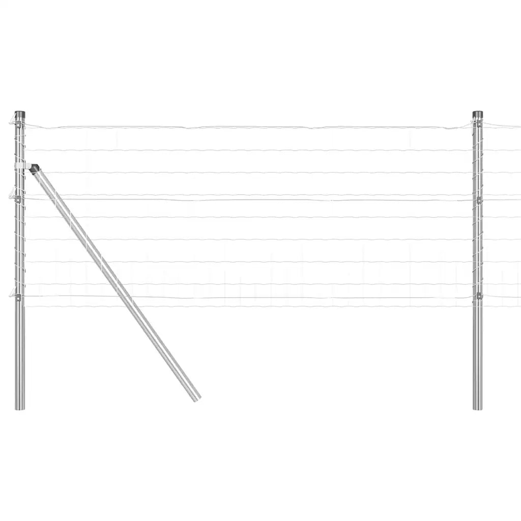 Recinzione da Giardino | Recinzione con Posto Argento 0,4 x 25 m Acciaio e PVC