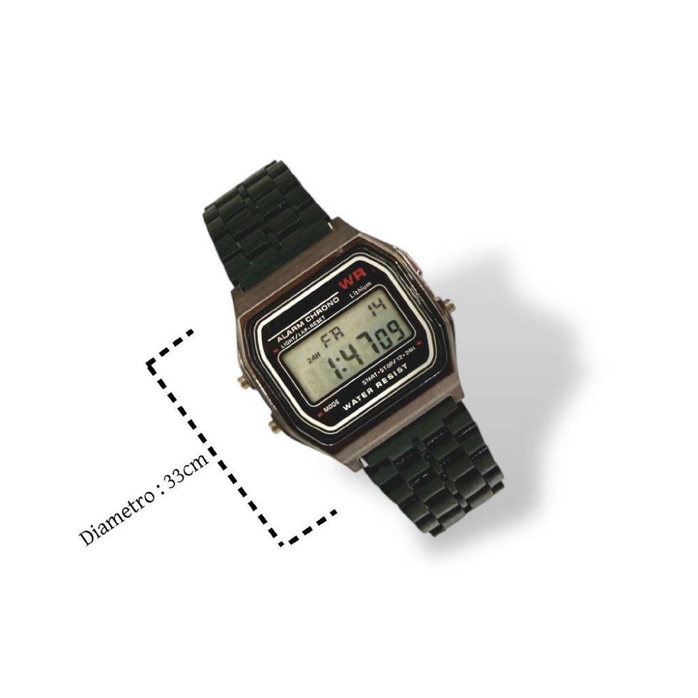 Trade Shop - Orologio Da Polso Digitale Sportivo 33 Mm Nero E Marrone Con Cronografo -