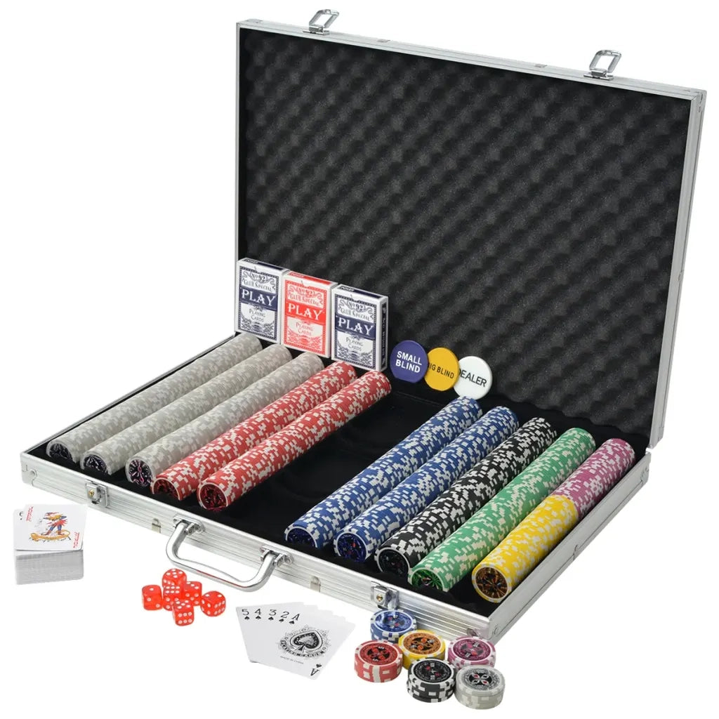 Set da Poker con 1000 Chips Laser Alluminio 80185