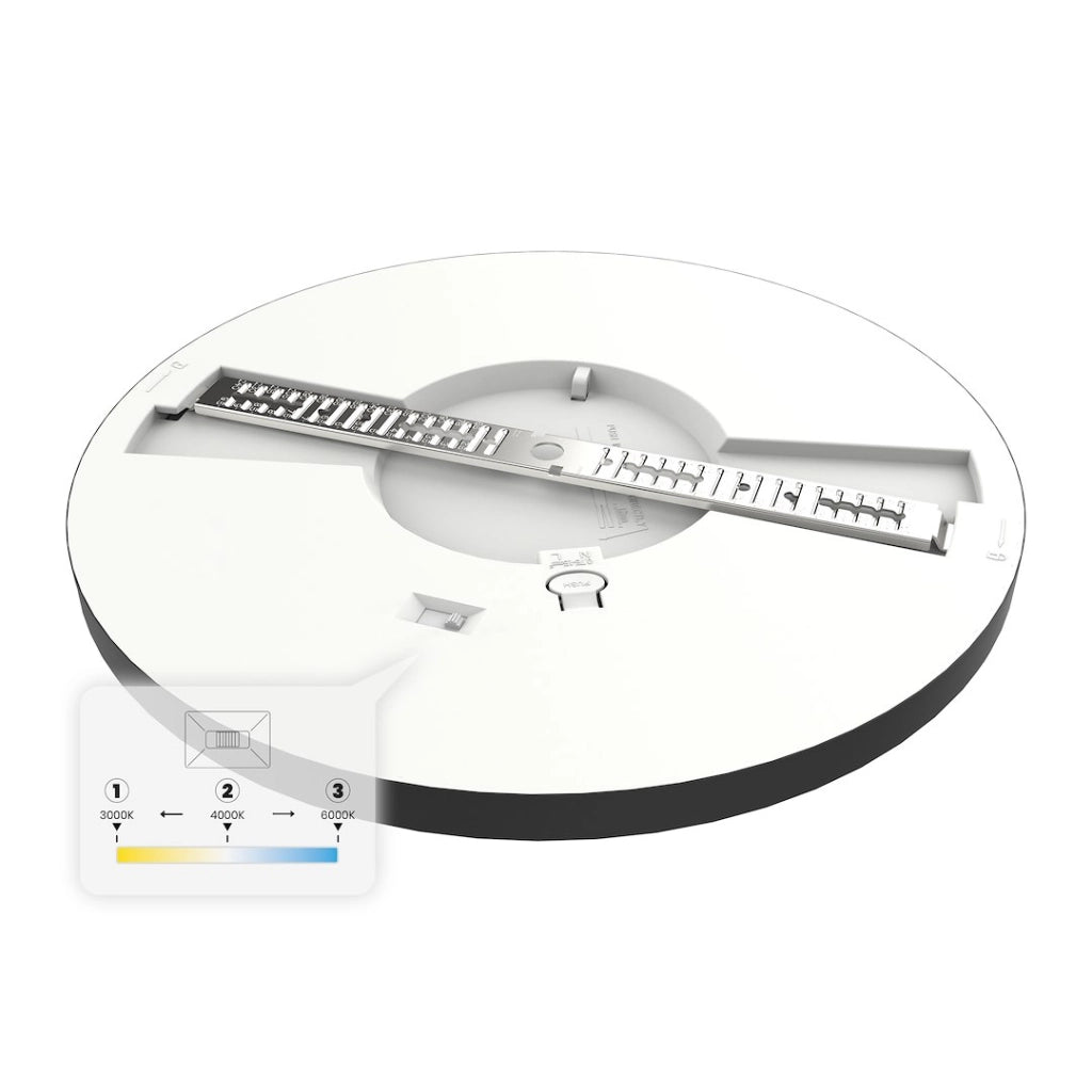 Plafoniera rotonda 22,5 cm nera LED 18W CCT EVORA
