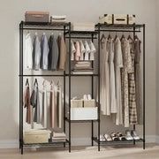 Kledingrek metallico portatile con configurazione L e orizzontale, 7 pannelli regolabili, capacità di carico 5 kg