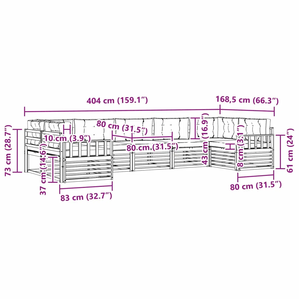 Set di divani da esterno 7 pz Bianco e Beige 3391078