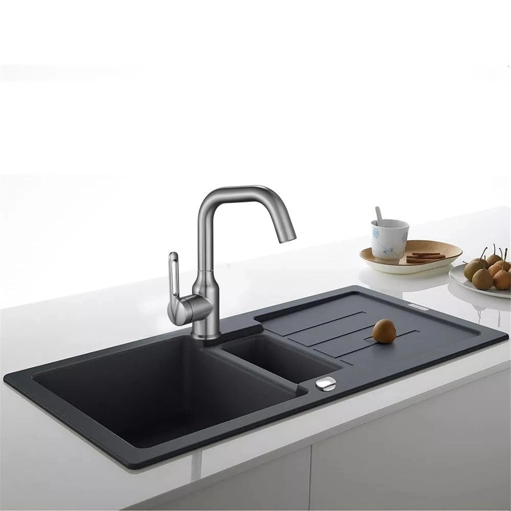 Trade Shop - Rubinetto Cucina Monocomando Miscelatore Girevole Lavello Satinato Silver 87259 -