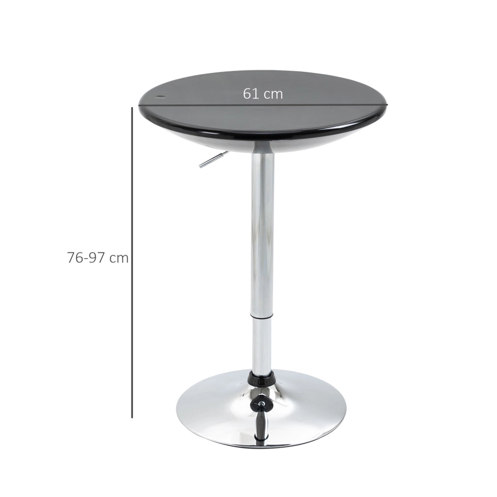 Tavolo da Bar Rotondo con Piano Girevole e Base in Acciaio ¨C Minimal ¨C Nero, ¦µ61x76-97cm