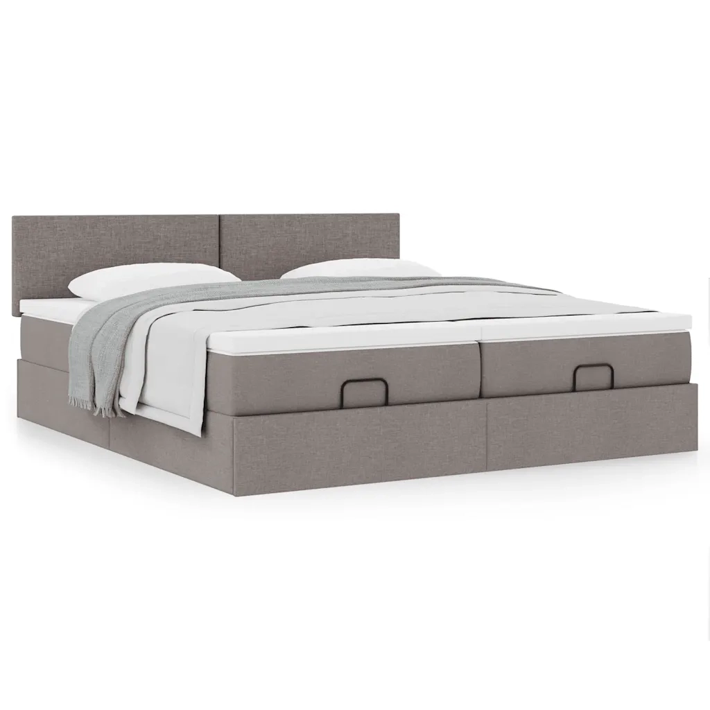Struttura Letto Pouf con Materassi Tortora 180x200cm in Tessuto 3311977