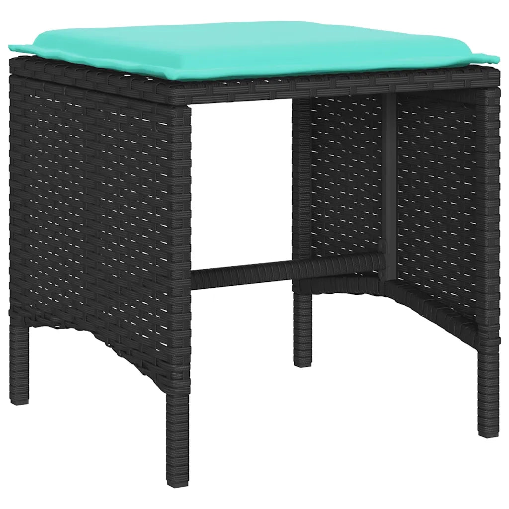 Set Divani da Giardino 4 pz con Cuscini Nero in Polyrattan 366367