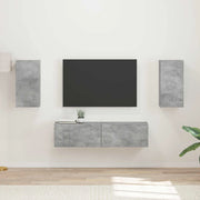 Set mobile TV 4 pcs Grigio cemento Legno multistrato